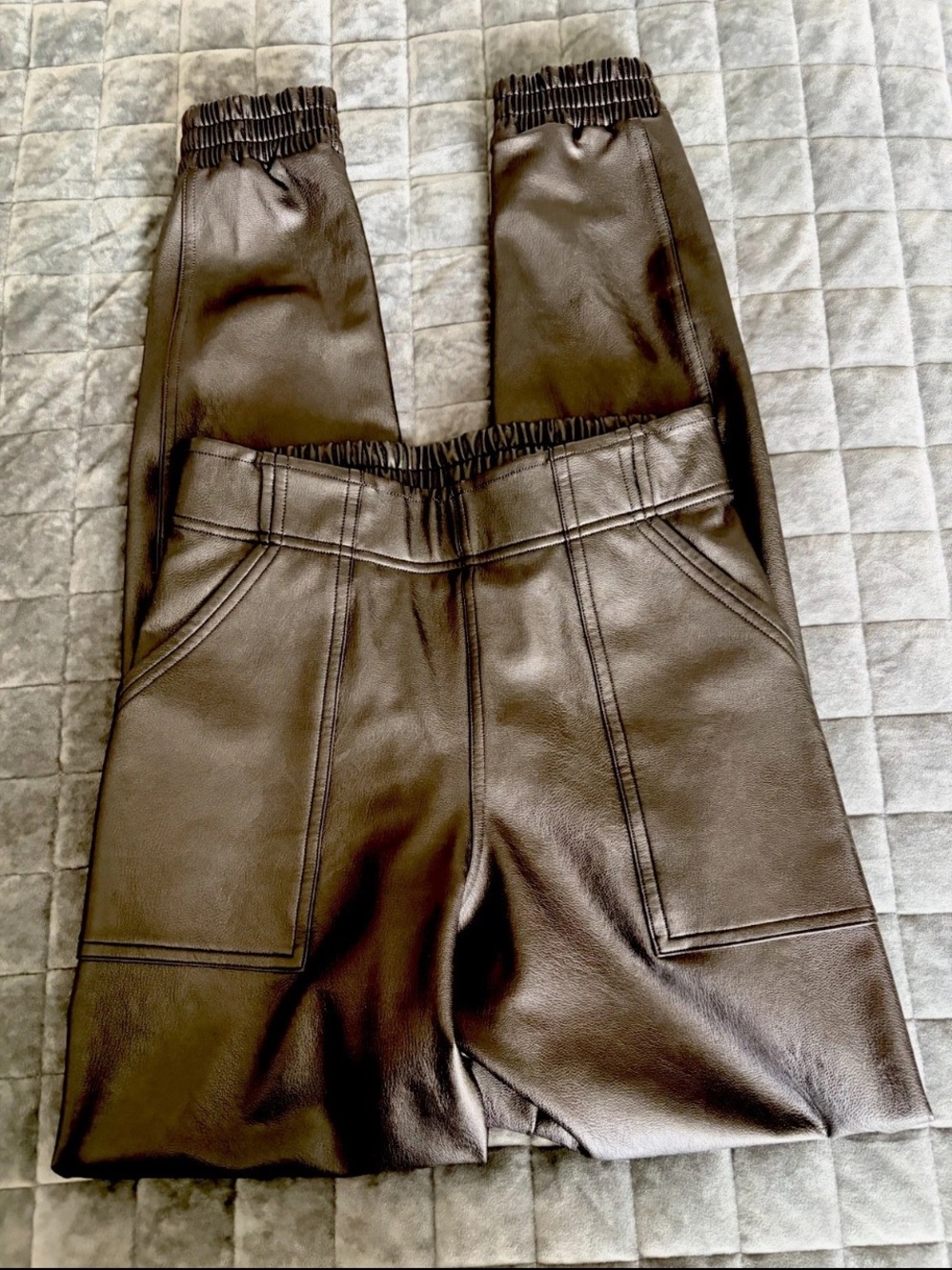 SPANX Faux Leather Jogger Pants in Dark Brown